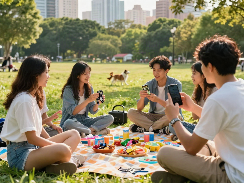 Youthful outdoor gathering featuring rokok88 products, showcasing friendship and urban lifestyle.